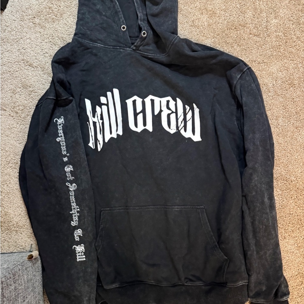 Kill Crew Charcoal Hoodie with White Logo